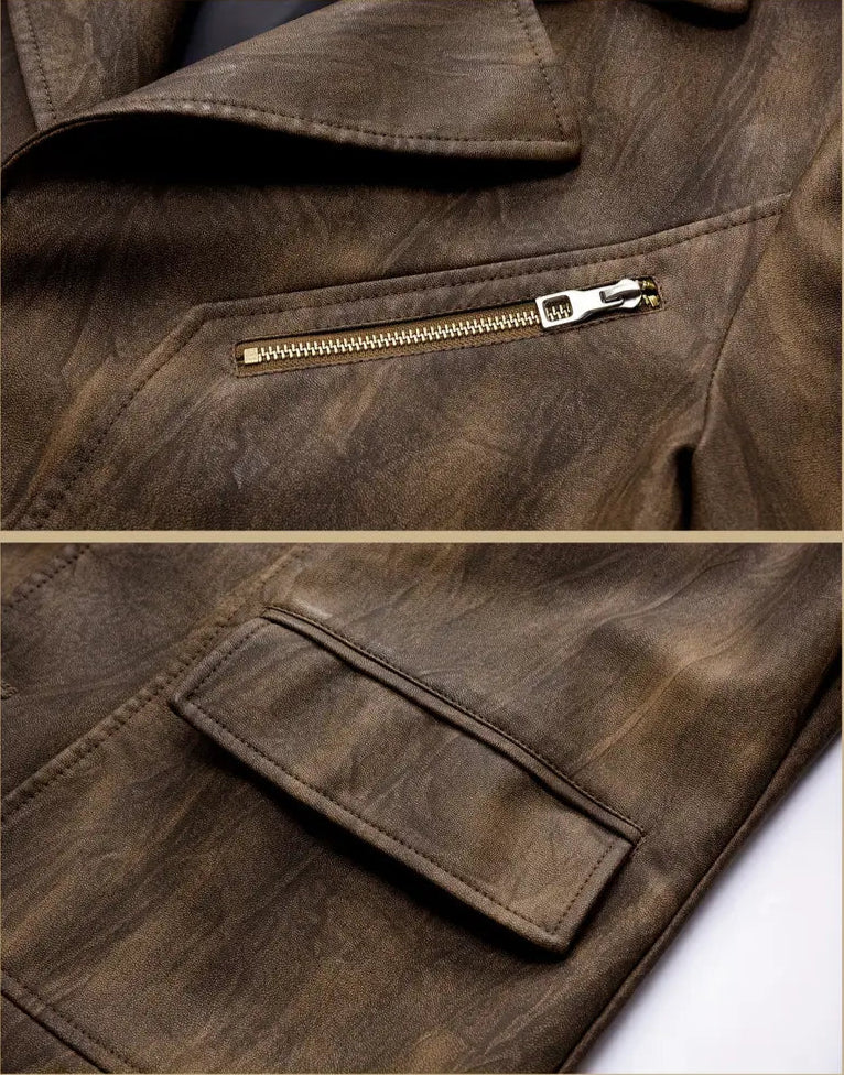 Julien – Lederjacke mit Lokomotivkragen