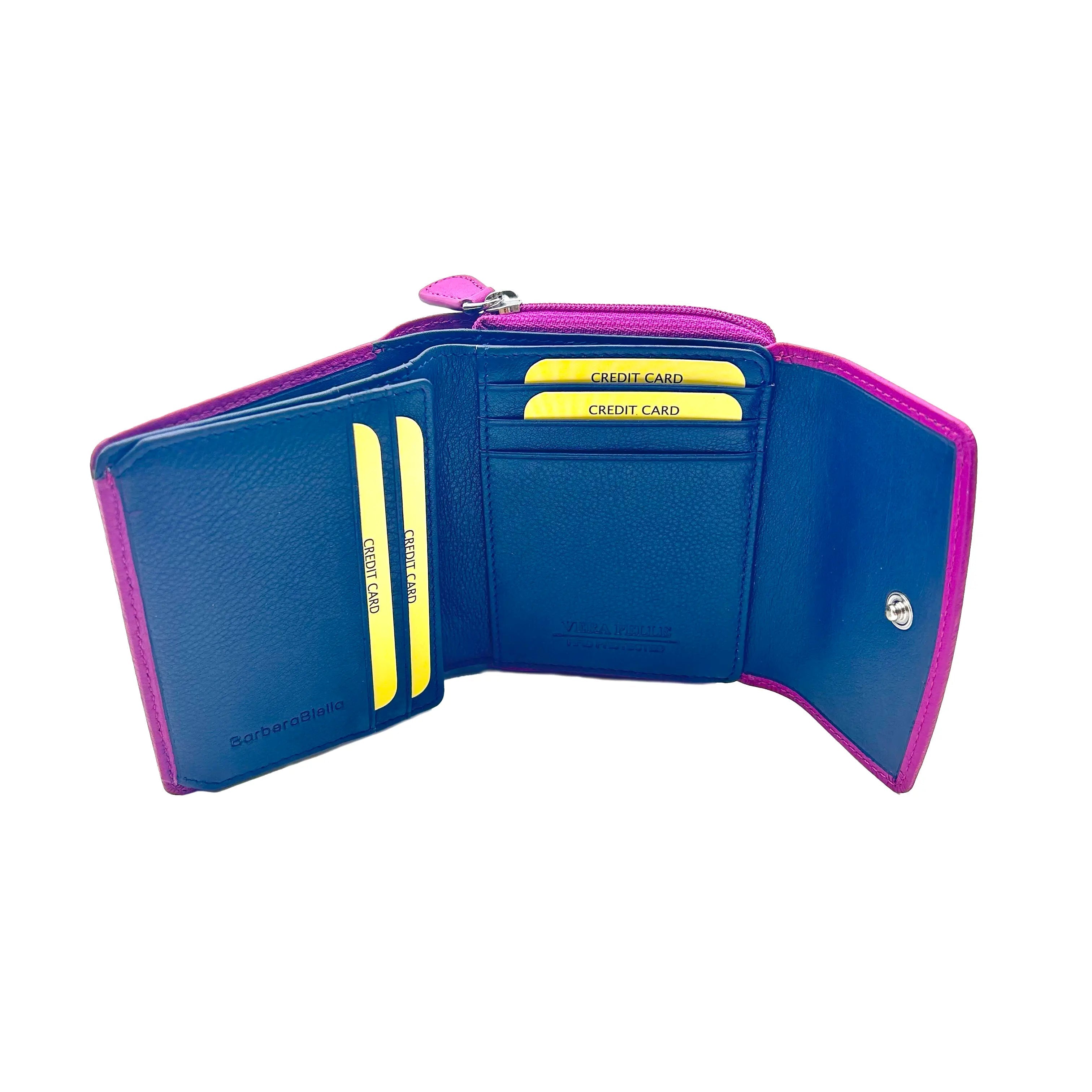 8846 Kleine Damenbörse Fuchsia/Blau