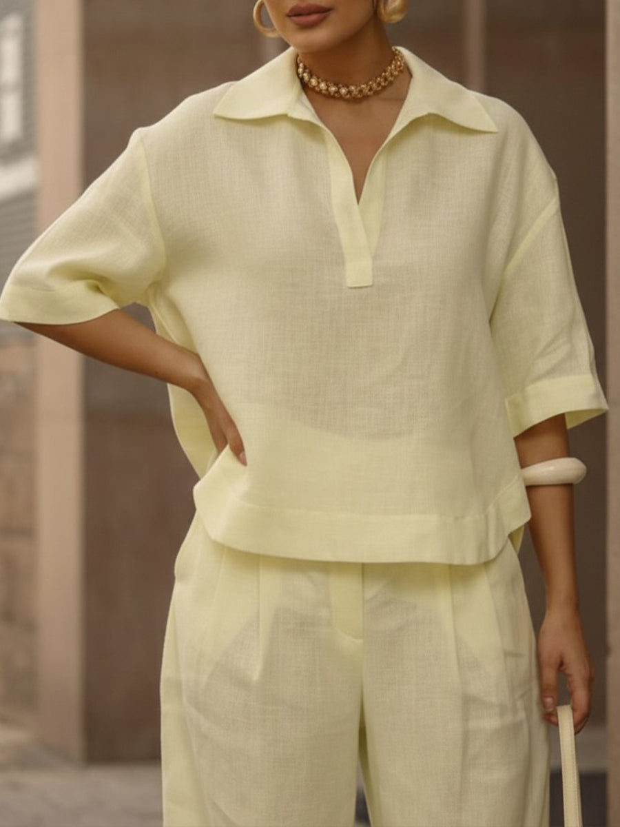 Soraya | Leinen Baumwolle Set mit Hemd und Hose