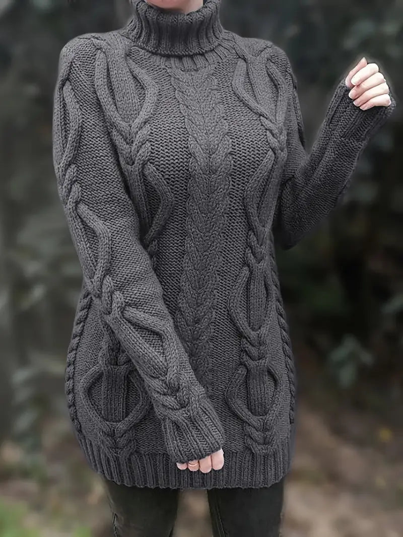 Narda Damen Rollkragen Kleid