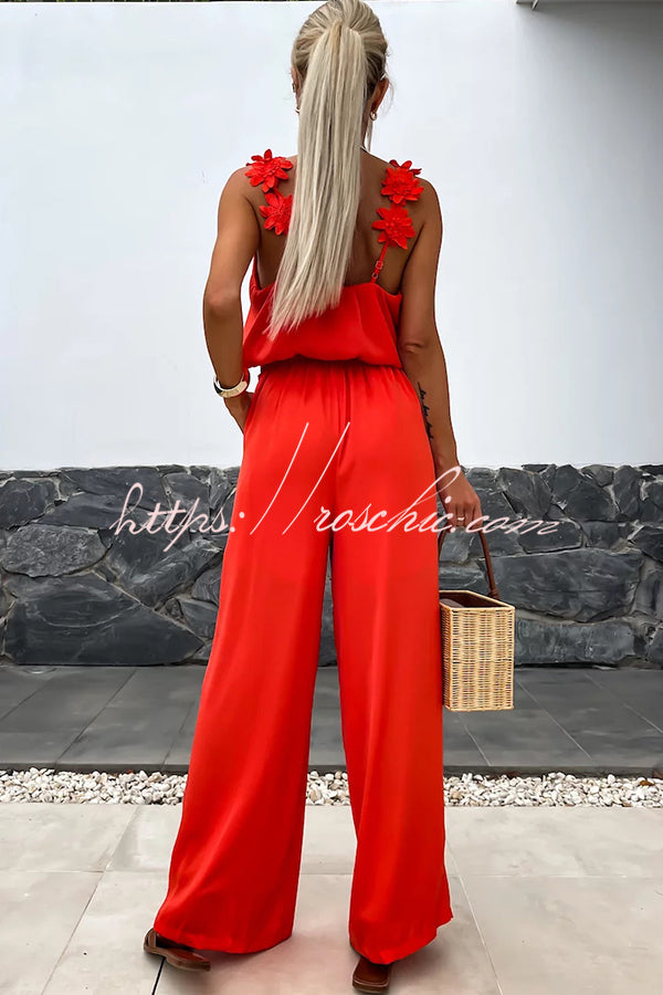 Arie | Overall mit Blumenstickerei und Trägern