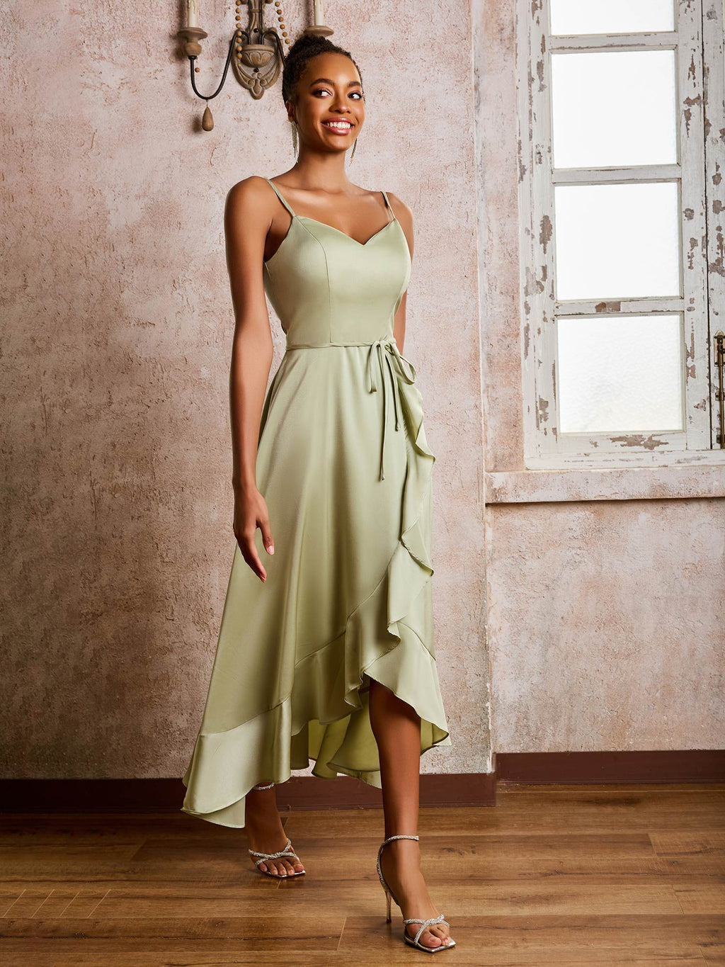Sofia | Satin Kleid mit schmalen Trägern