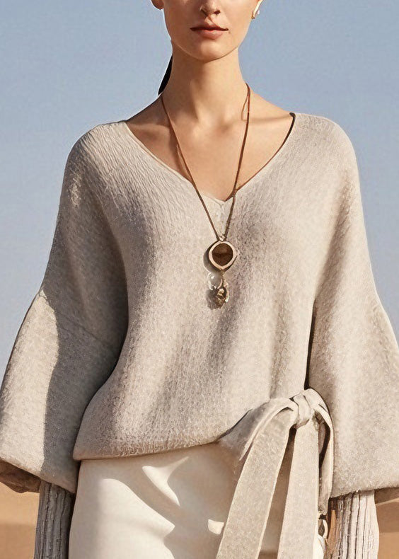 Vina | Strickoberteil mit V-Ausschnitt und Wickeldetail