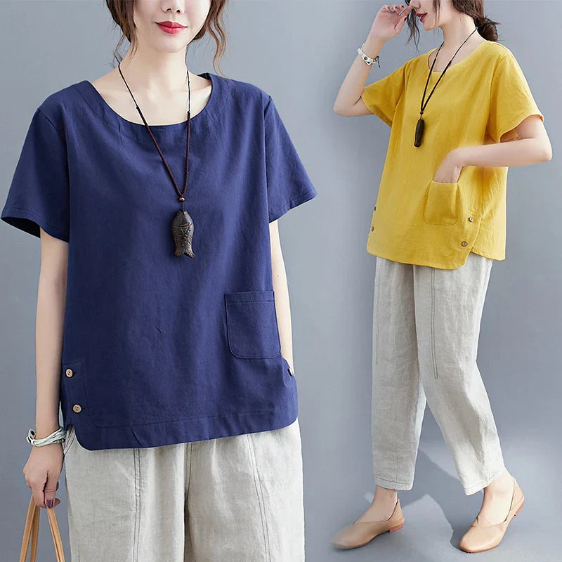 Iza | Vintage Baumwoll-Leinen Top
