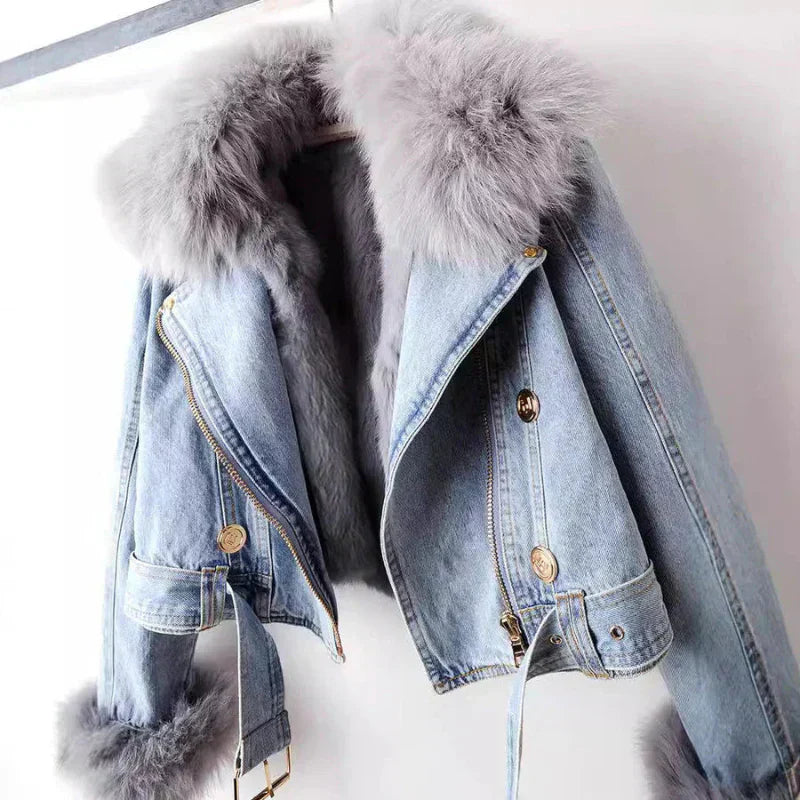Phylicia | Elegante Jeansjacke mit Kunstpelzkragen