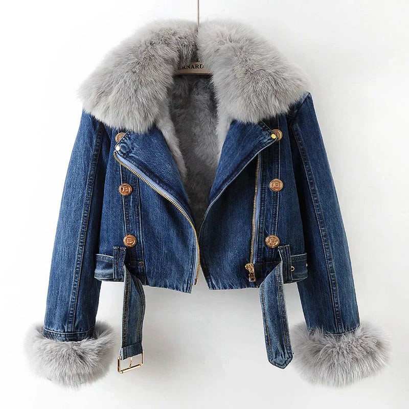 Phylicia | Elegante Jeansjacke mit Kunstpelzkragen