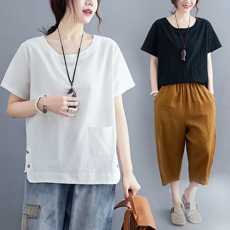 Iza | Vintage Baumwoll-Leinen Top