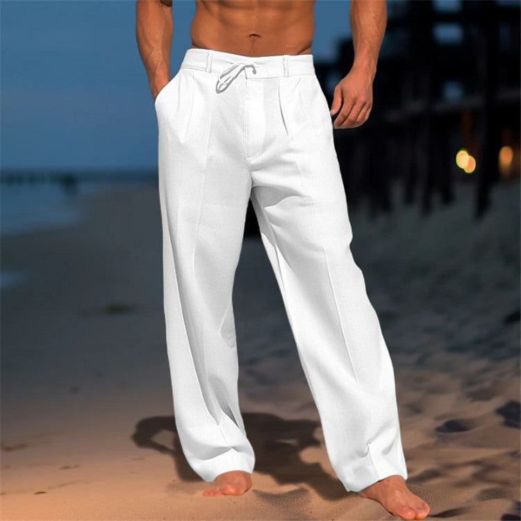 Luca | Herren Leinenhose mit Kordelzug und Faltenfront