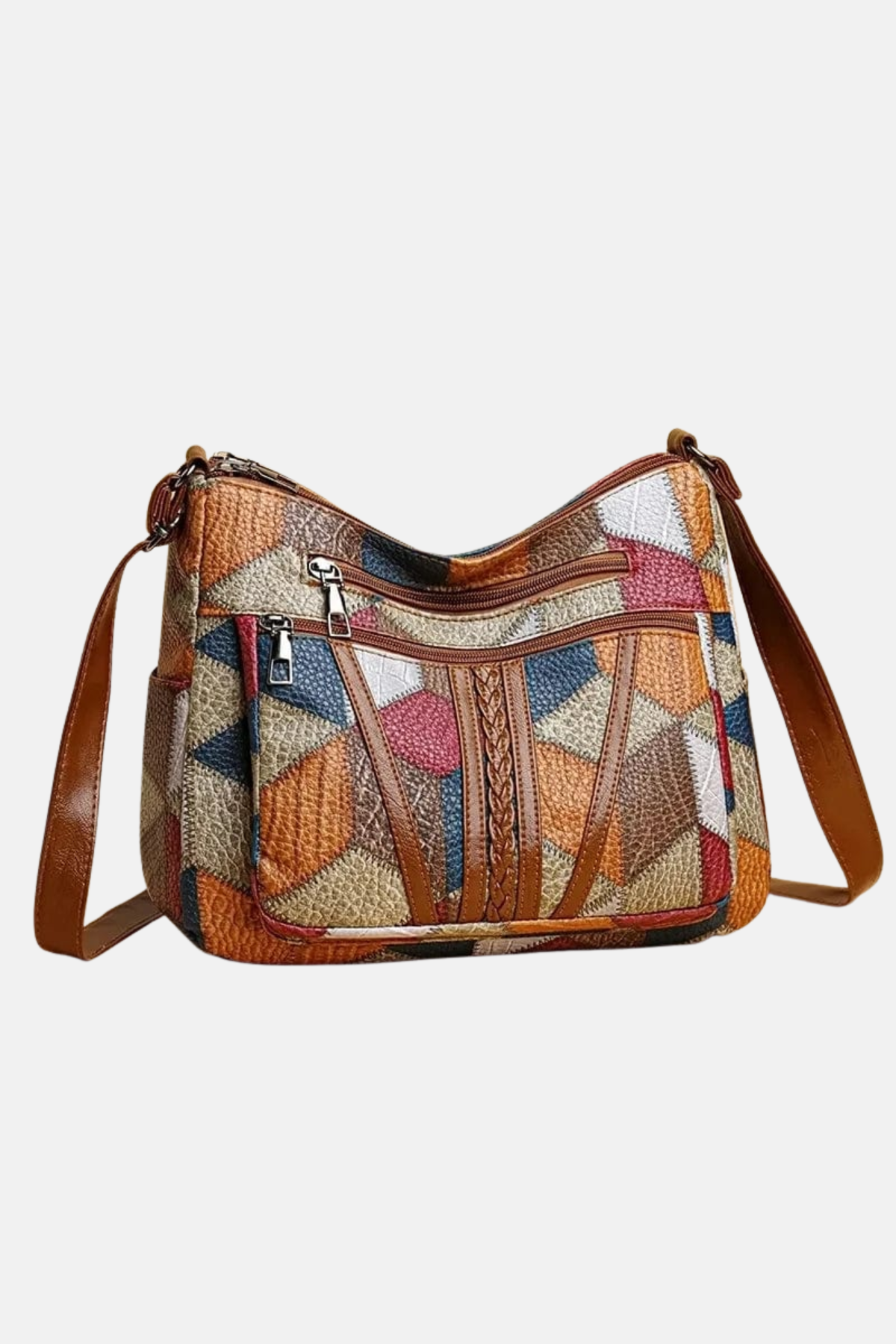 Solara – Elegante Lederhandtasche im Mosaikdesign