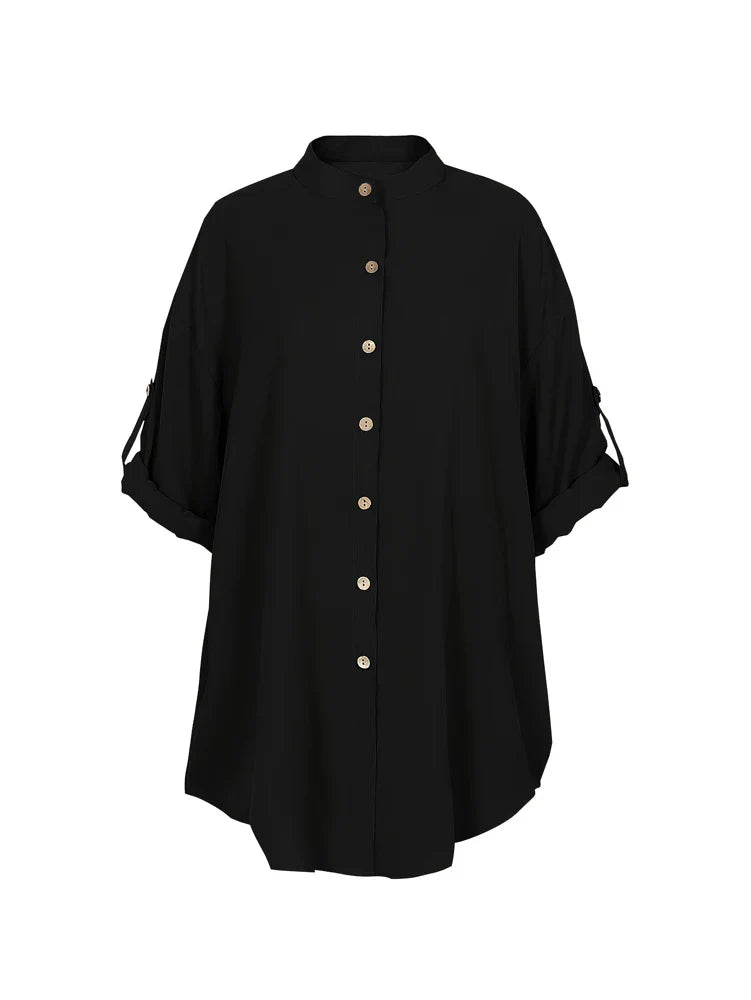 Plus Size Damen Hemd V-Ausschnitt – Locker & Elegant