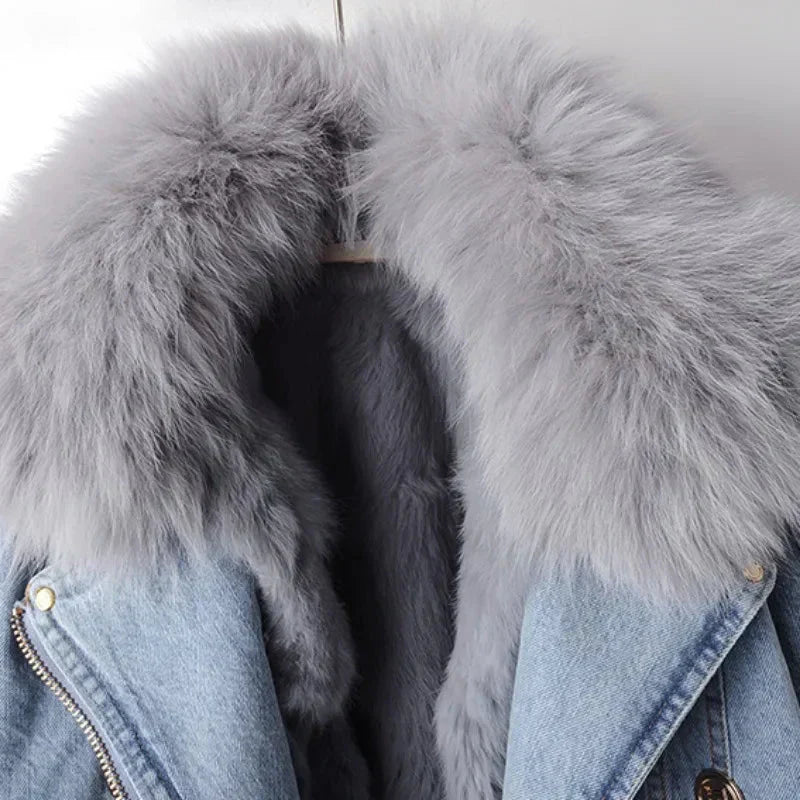 Phylicia | Elegante Jeansjacke mit Kunstpelzkragen