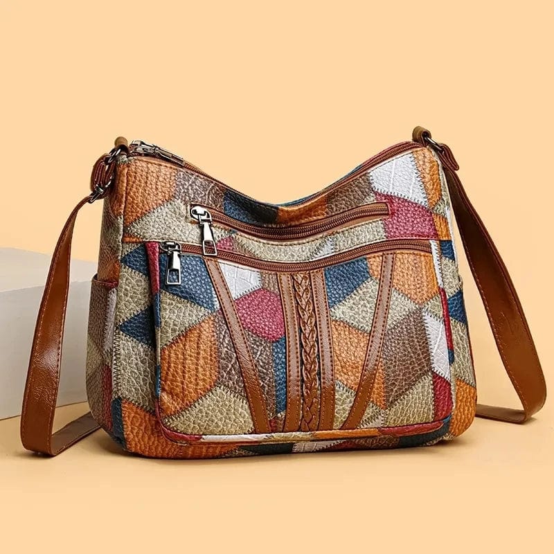 Solara – Elegante Lederhandtasche im Mosaikdesign