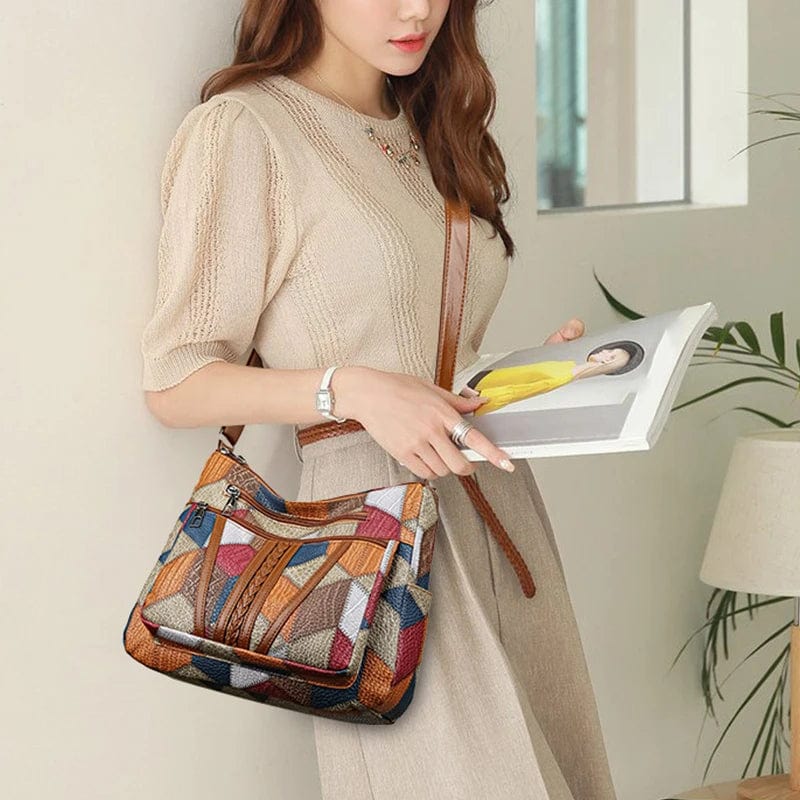 Solara – Elegante Lederhandtasche im Mosaikdesign