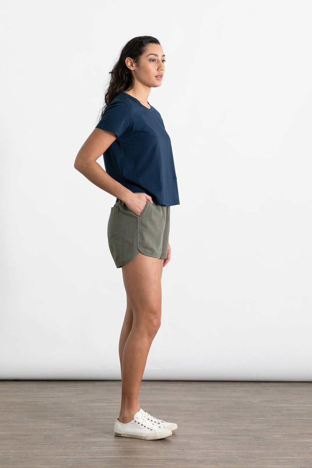 Luca Track Shorts / Olivgrün mit Streifen