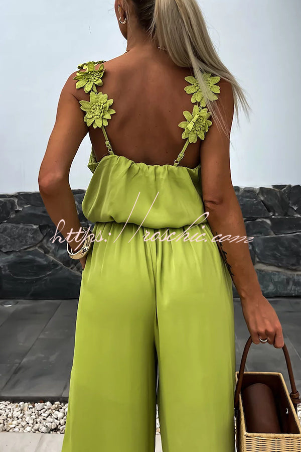 Arie | Overall mit Blumenstickerei und Trägern