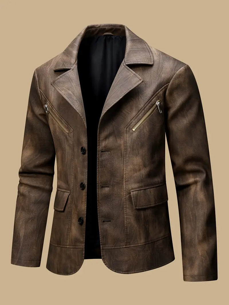 Julien – Lederjacke mit Lokomotivkragen