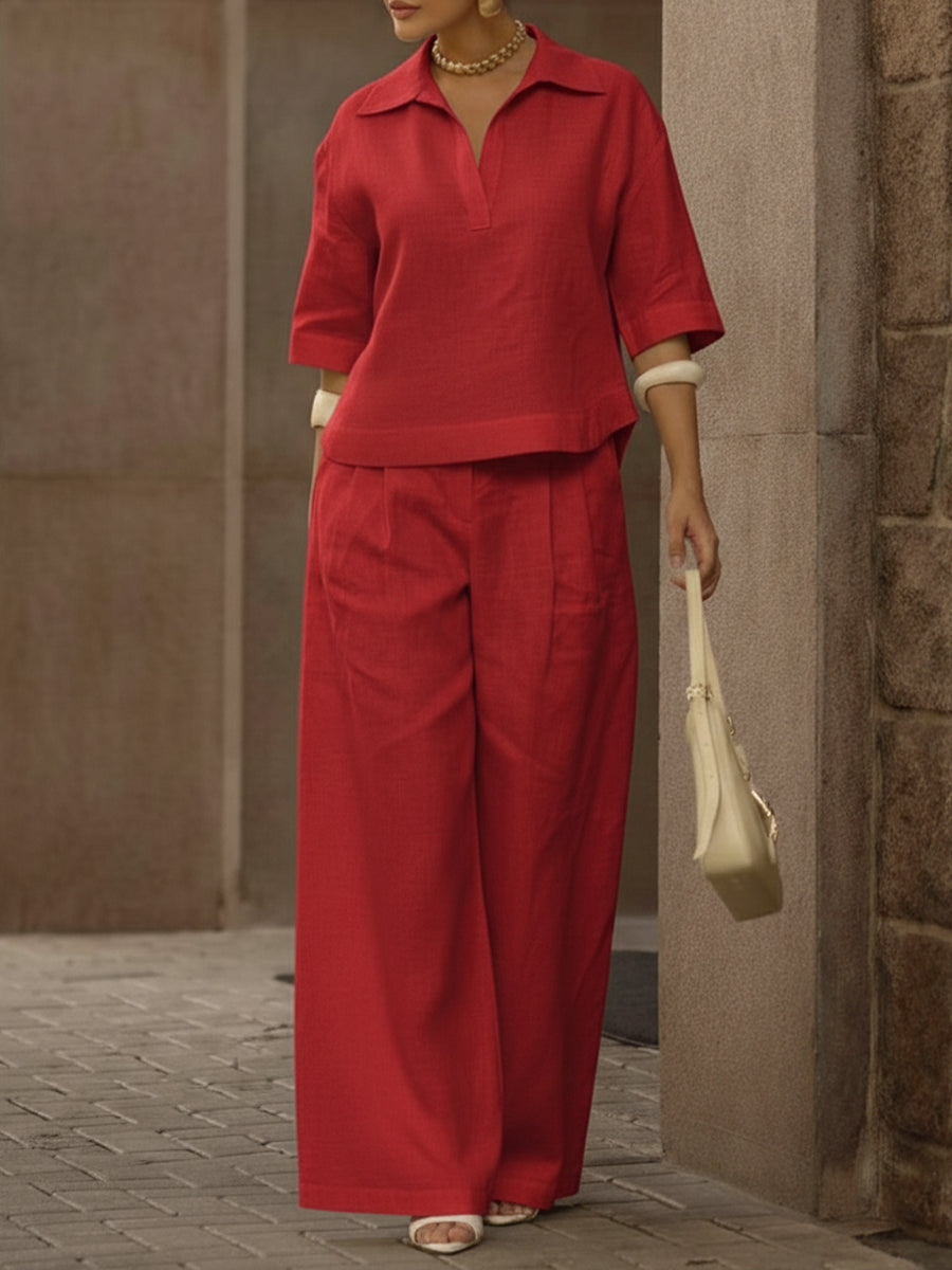 Soraya | Leinen Baumwolle Set mit Hemd und Hose