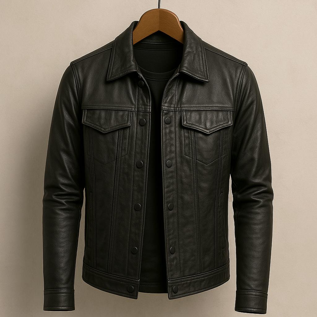 Lulzim | Lässige Schlanke Passform Leder Jacke
