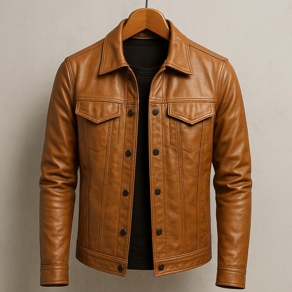 Lulzim | Lässige Schlanke Passform Leder Jacke