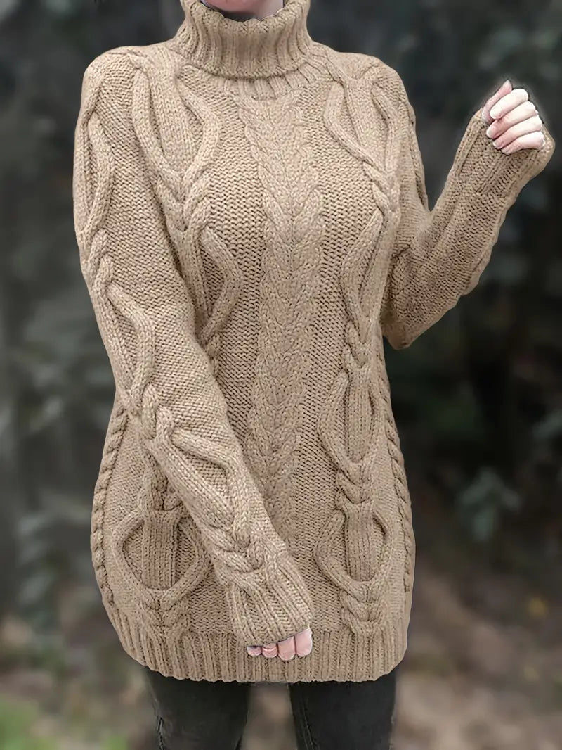 Narda Damen Rollkragen Kleid