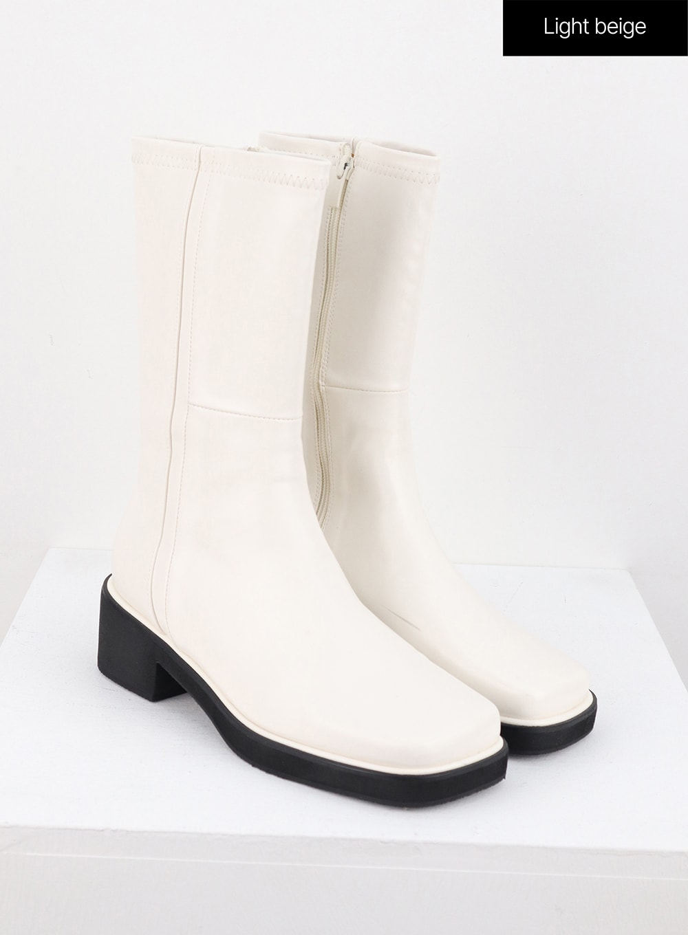 Faux-Leder Stiefel mit seitlichem Reißverschluss OS302