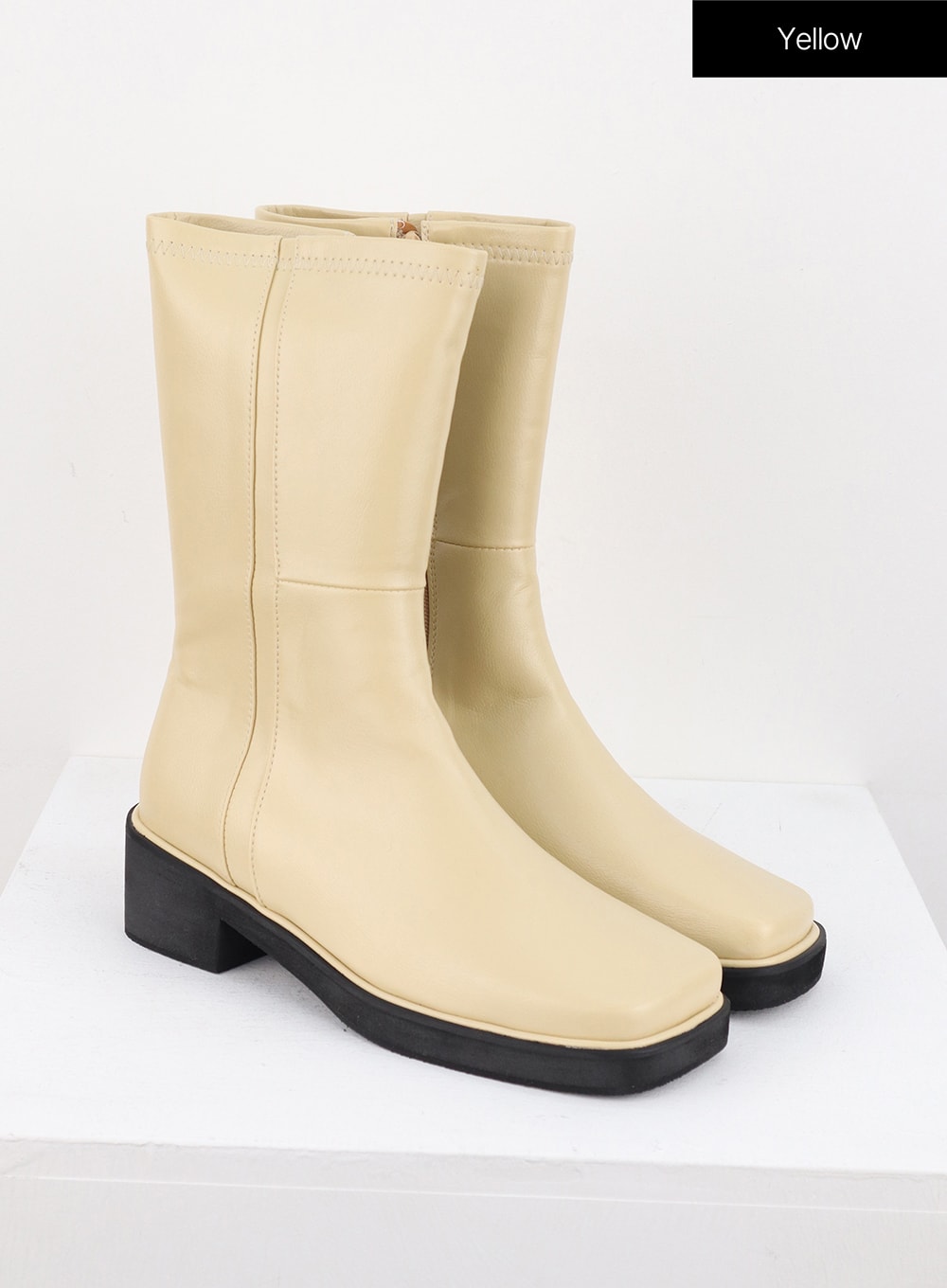 Faux-Leder Stiefel mit seitlichem Reißverschluss OS302