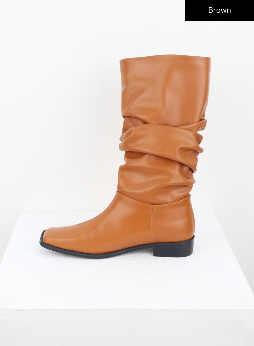 Quadratische Zehen Stiefel bis zur Wade CU329