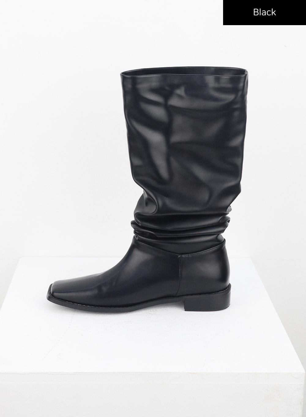 Quadratische Zehen Stiefel bis zur Wade CU329
