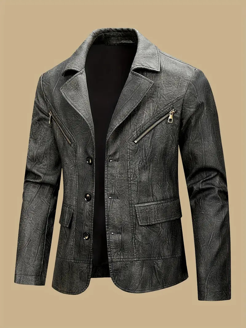 Julien – Lederjacke mit Lokomotivkragen