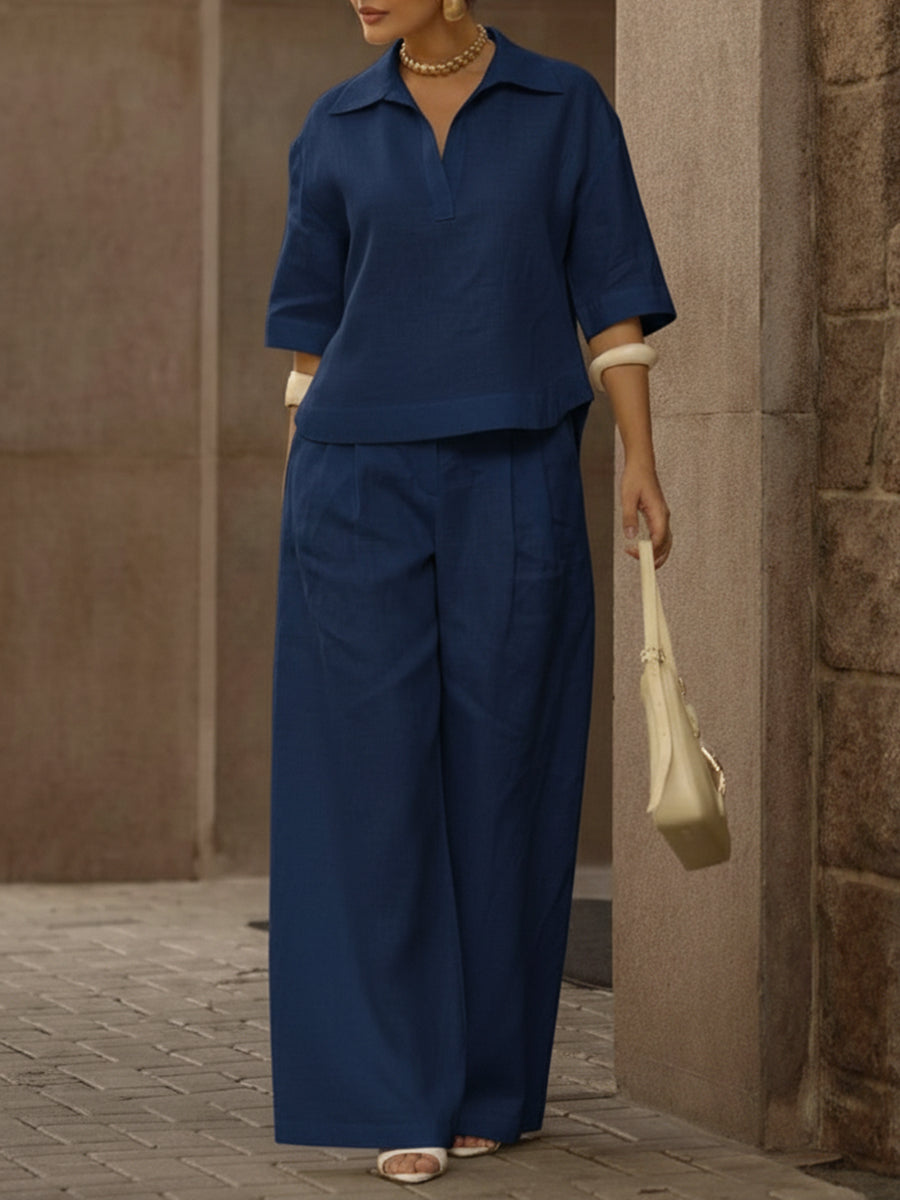 Soraya | Leinen Baumwolle Set mit Hemd und Hose