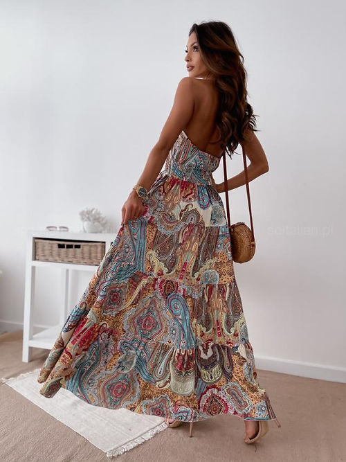Rückenfreies Kleid mit Blumendruck