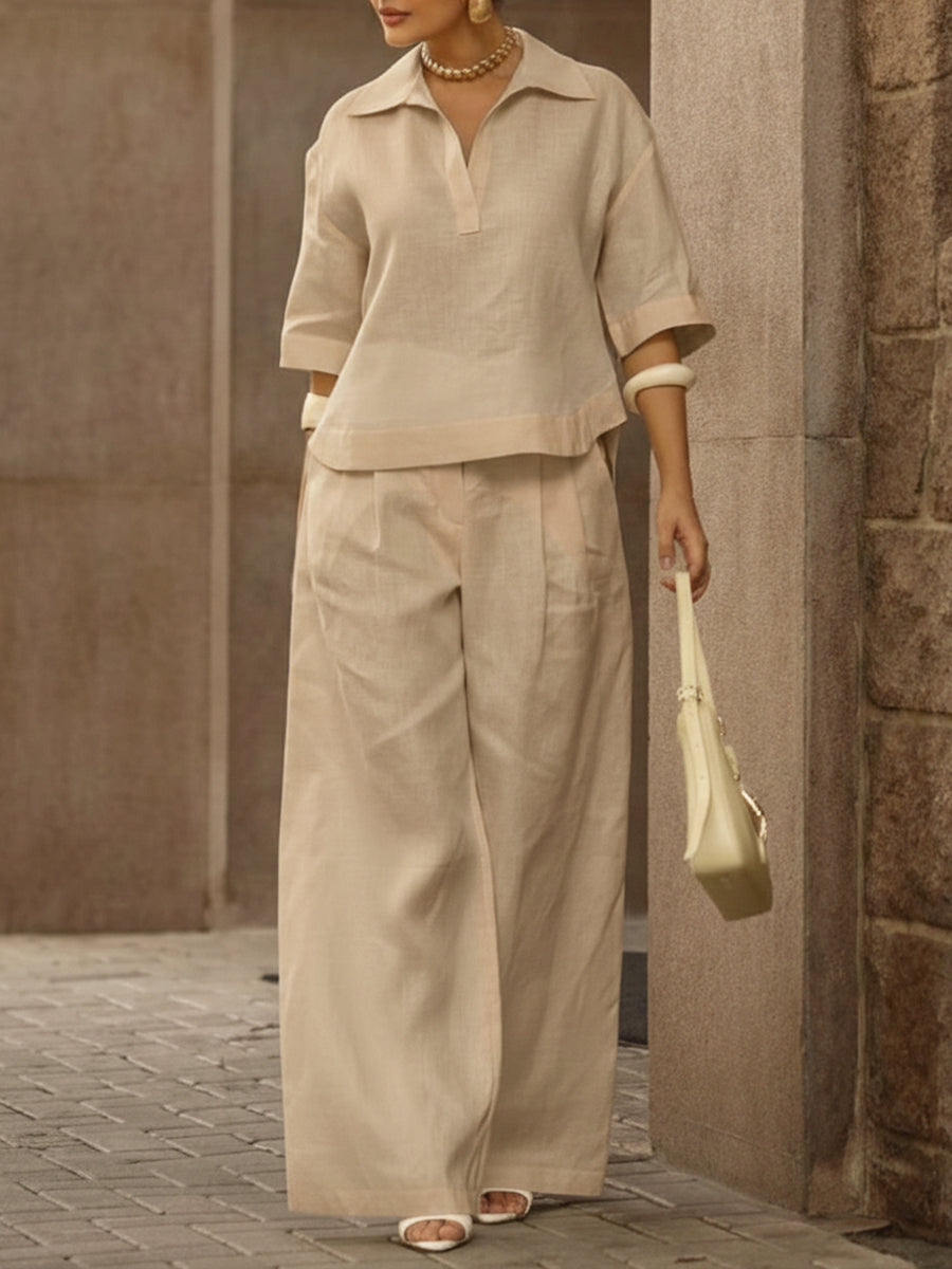 Soraya | Leinen Baumwolle Set mit Hemd und Hose