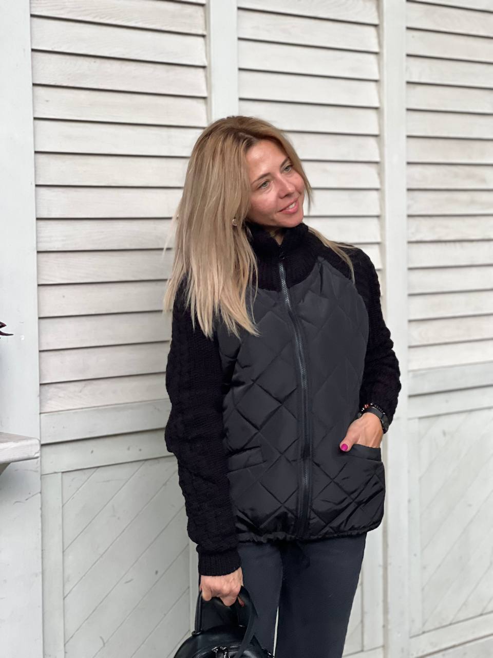 Damen Strickjacke – Patchwork-Design, Lässig & Bequem