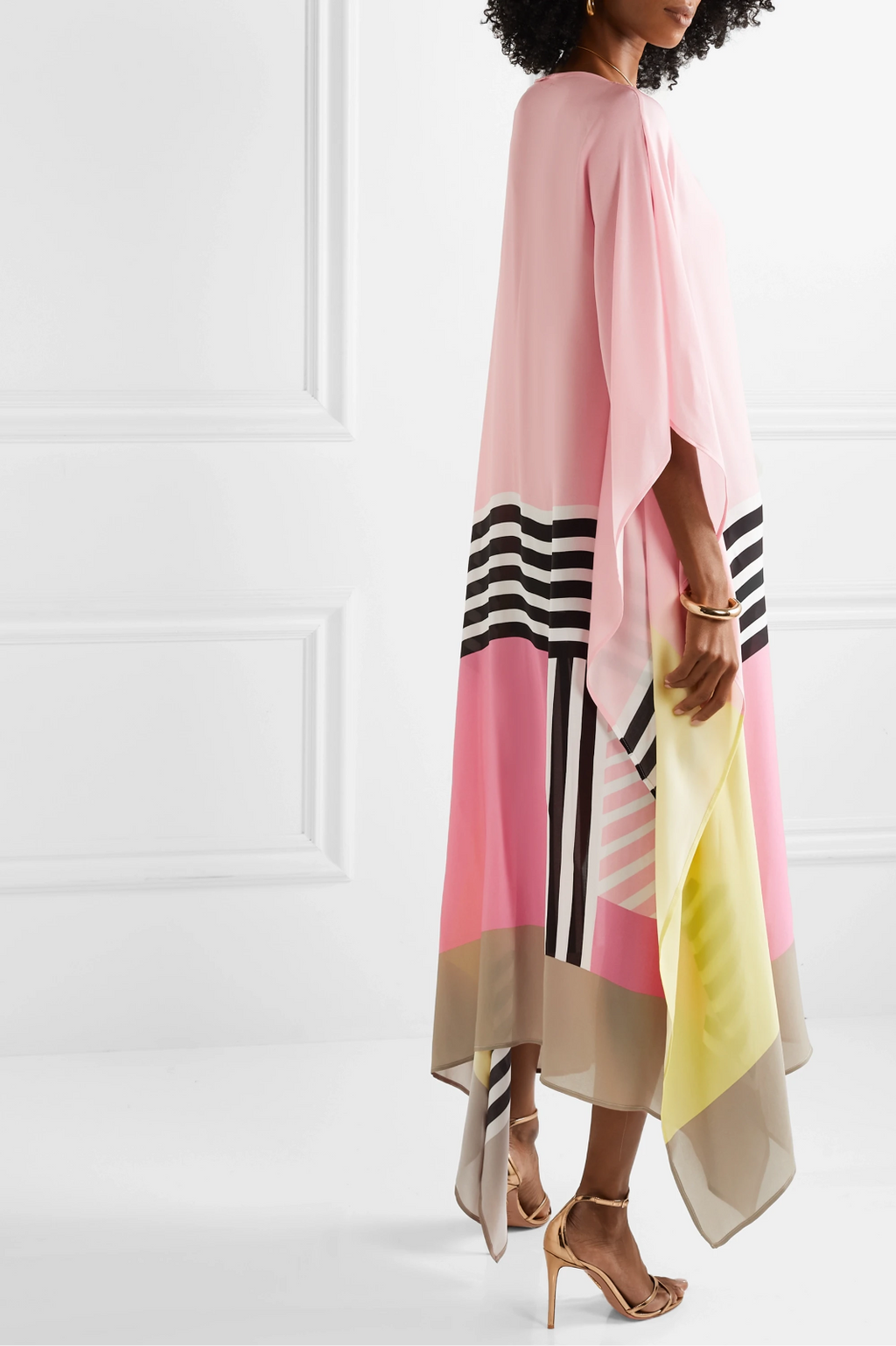 Susan Gestreiftes Patchwork Kleid Mit Druck
