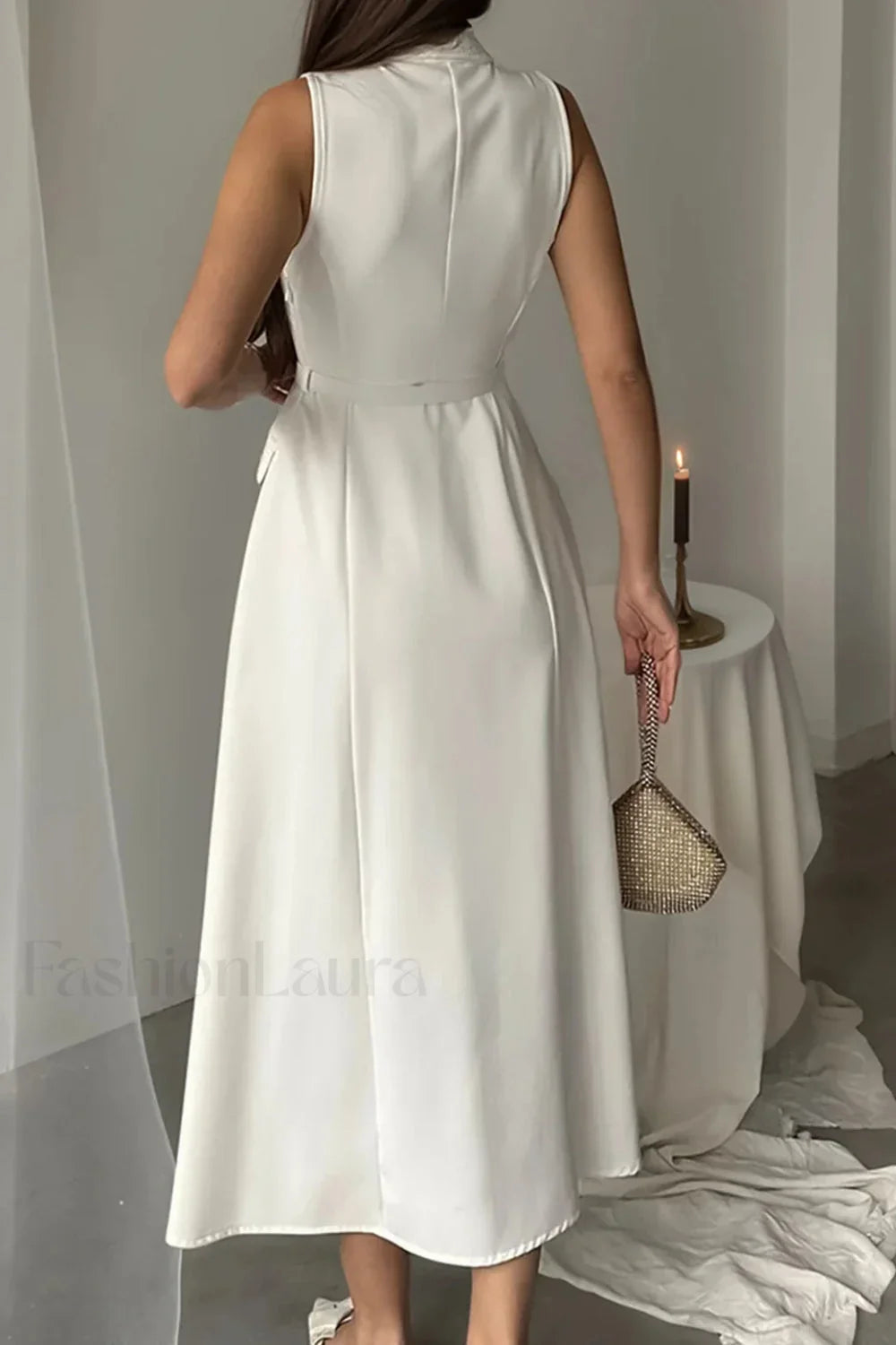 Vioora | Maxikleid mit Kragen und taillierter Passform