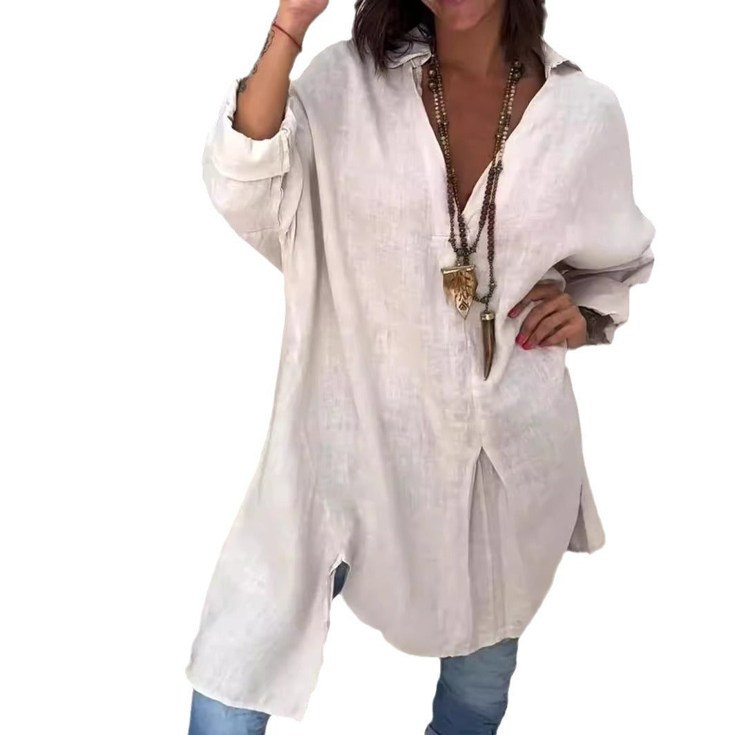 Weißes Longshirt Hemd im Oversize Look