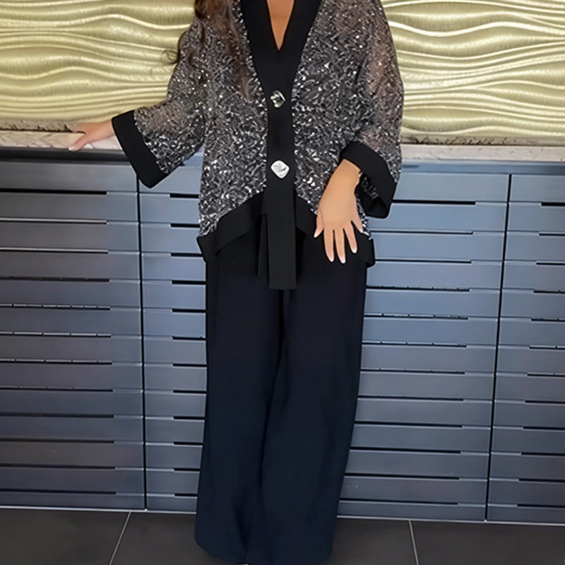 Karla | Strickjacke + weite Hose Set