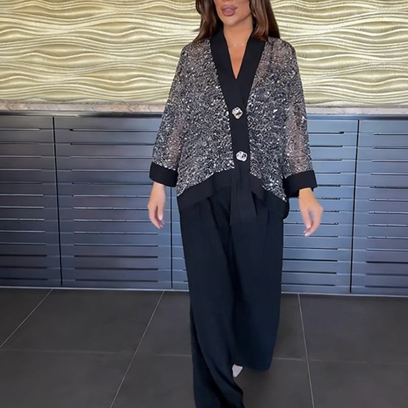 Karla | Strickjacke + weite Hose Set