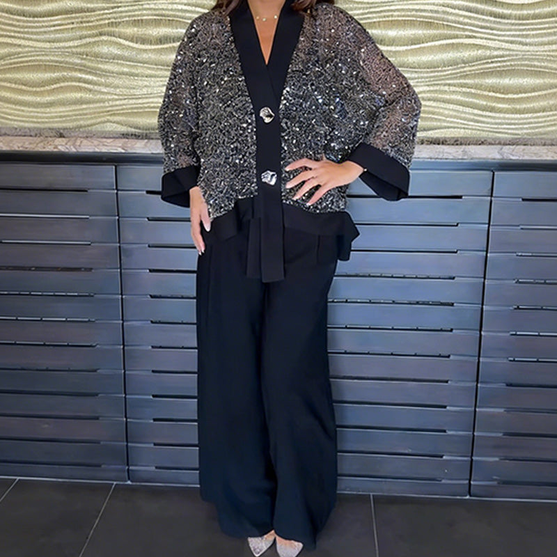 Karla | Strickjacke + weite Hose Set