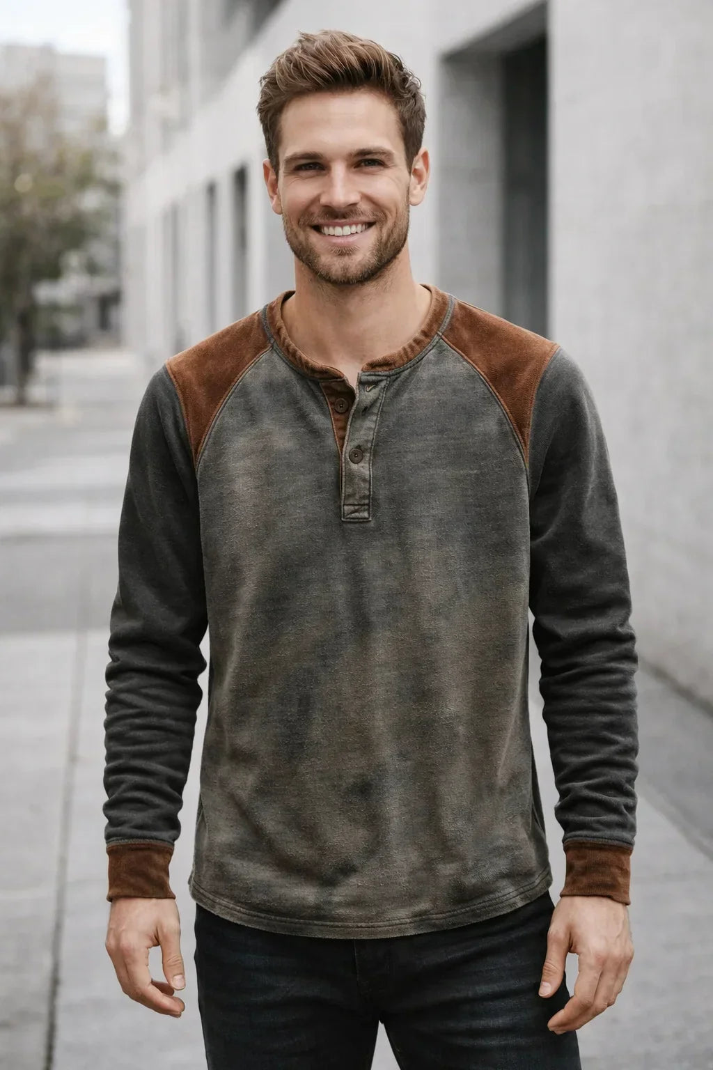 Herren Henley-Shirt – Lässig, Langarm & Komfortabel