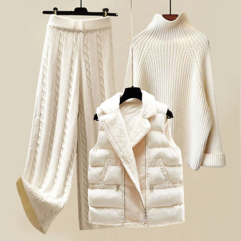 Ines | Dreiteiliges Damen-Set aus Strick mit Weste